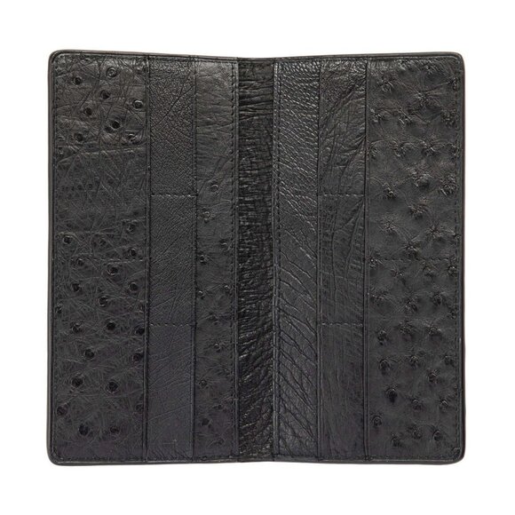 Minimalist Ostrich Leather Long Wallet – Luxury Feel - Raven Color - Picture 4 of 5